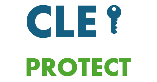 Logo von CLE Protect mit einem Schlüssel-Symbol und dem Wort "PROTECT".