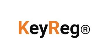 Logo von KeyReg, mit dem Schriftzug in Schwarz und Orange.